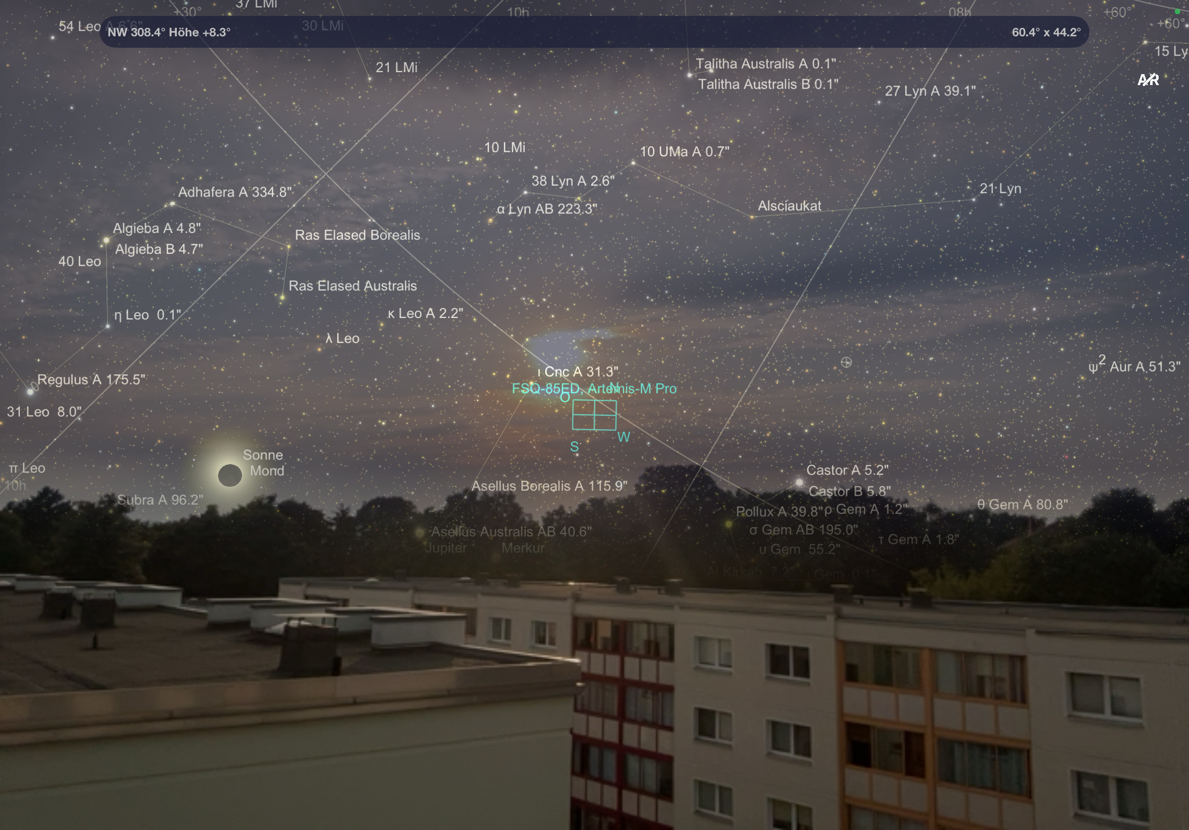 Simulation Sonnenfinsternis vom Neuen Rathaus Berbau am 12.08.26